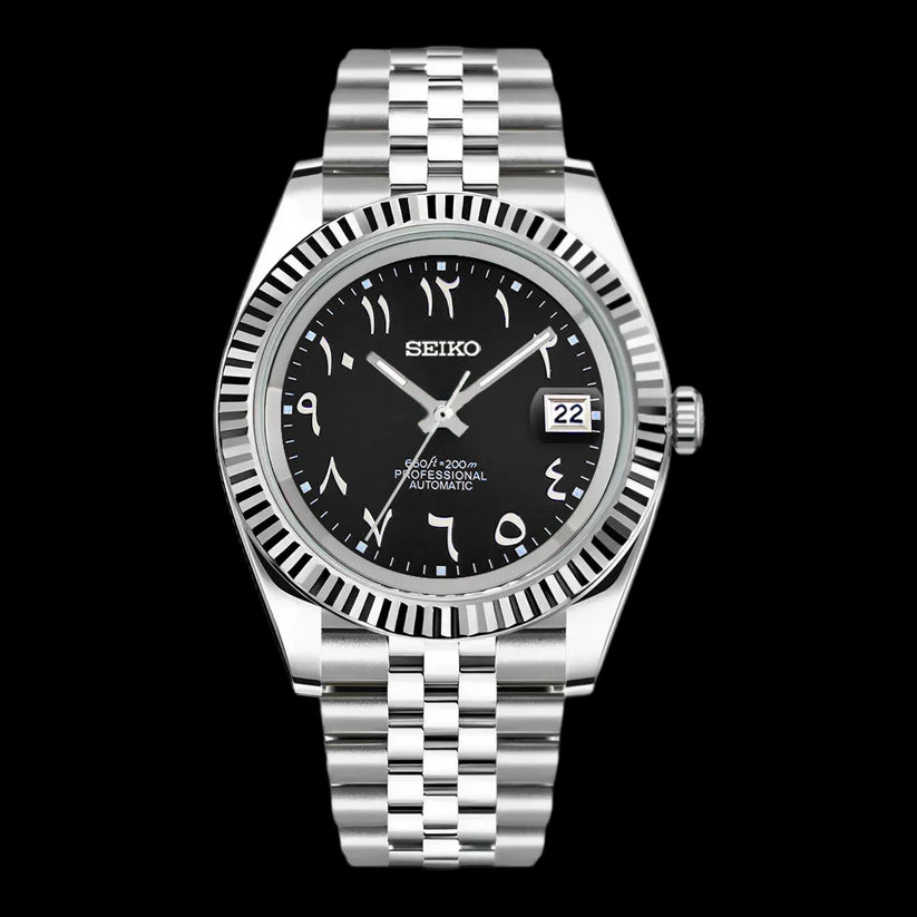 Seiko Mod Datejust Arabic Black NH35 Automático