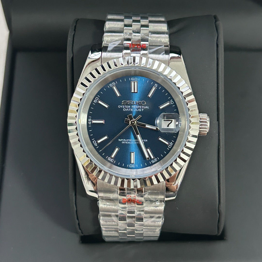 Seiko Mod Datejust Blue NH35 Automático