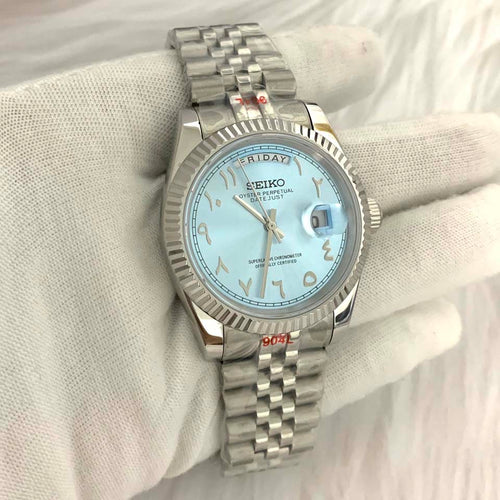 Seiko Mod Day-Date Arabic Blue Automático
