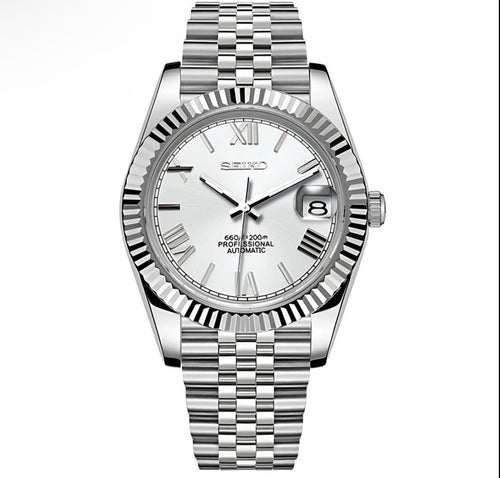 Seiko Mod Datejust Roman White NH35 Automático