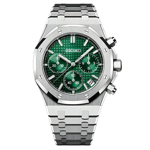 Seiko Mod Royal Oak Chrono Green VK63 Meca Quartz