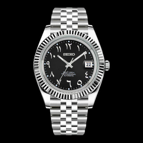 Seiko Mod Datejust Arabic Black NH35 Automático