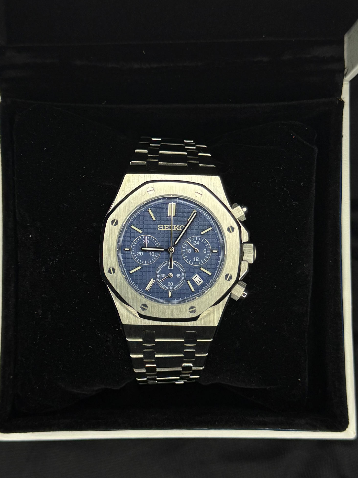 Seiko Mod Royal Oak Chrono Blue VK63 MecaQuartz