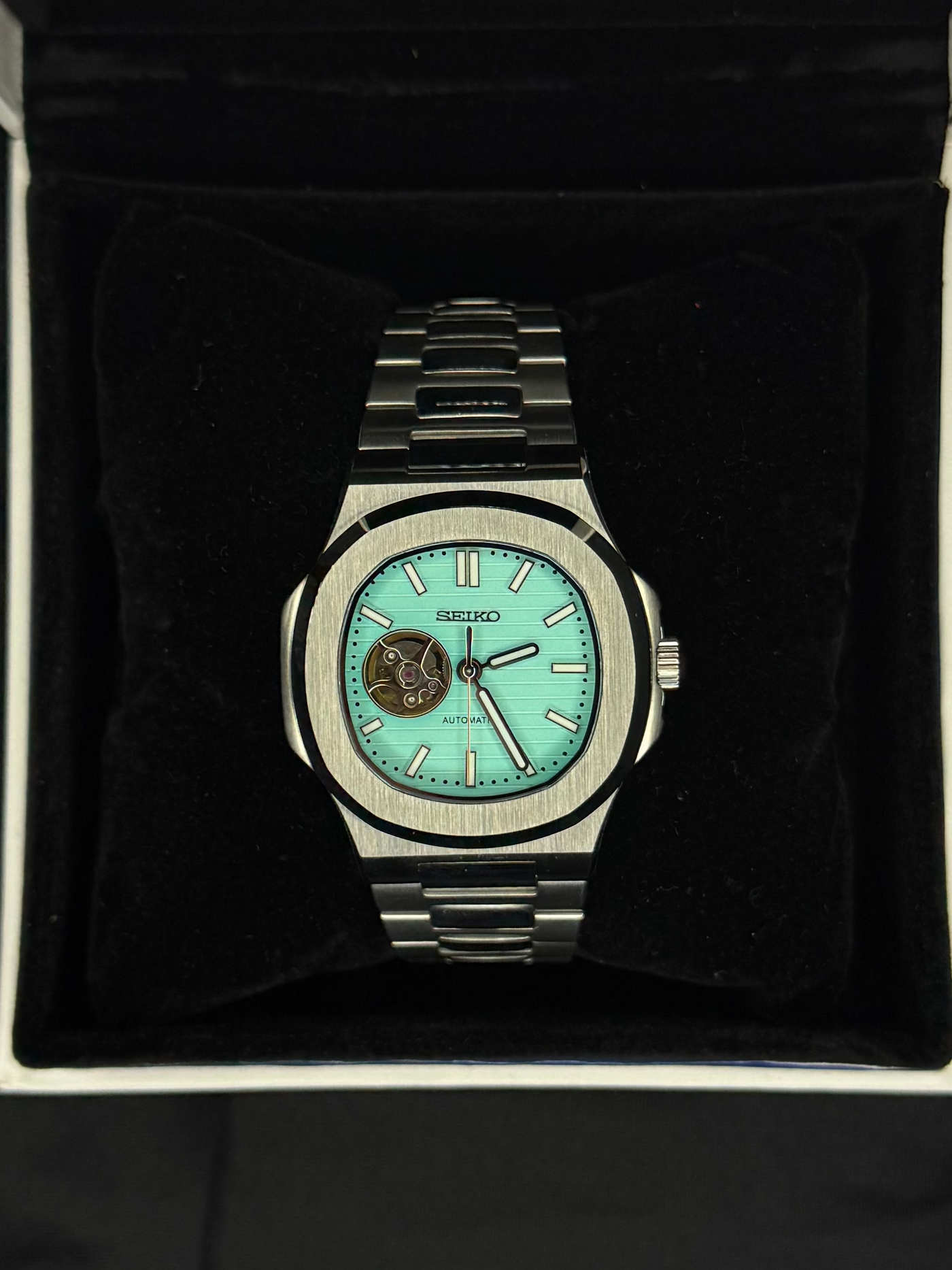 Seiko Mod Nautilus Tiffany Open Heart NH38 Automático