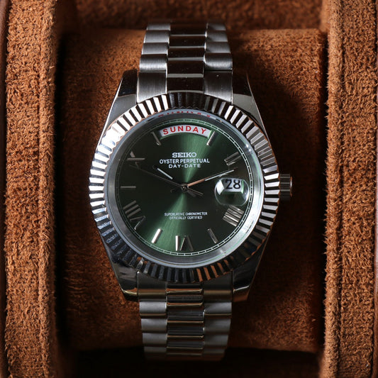 Seiko Mod Day-Date Olive Dial