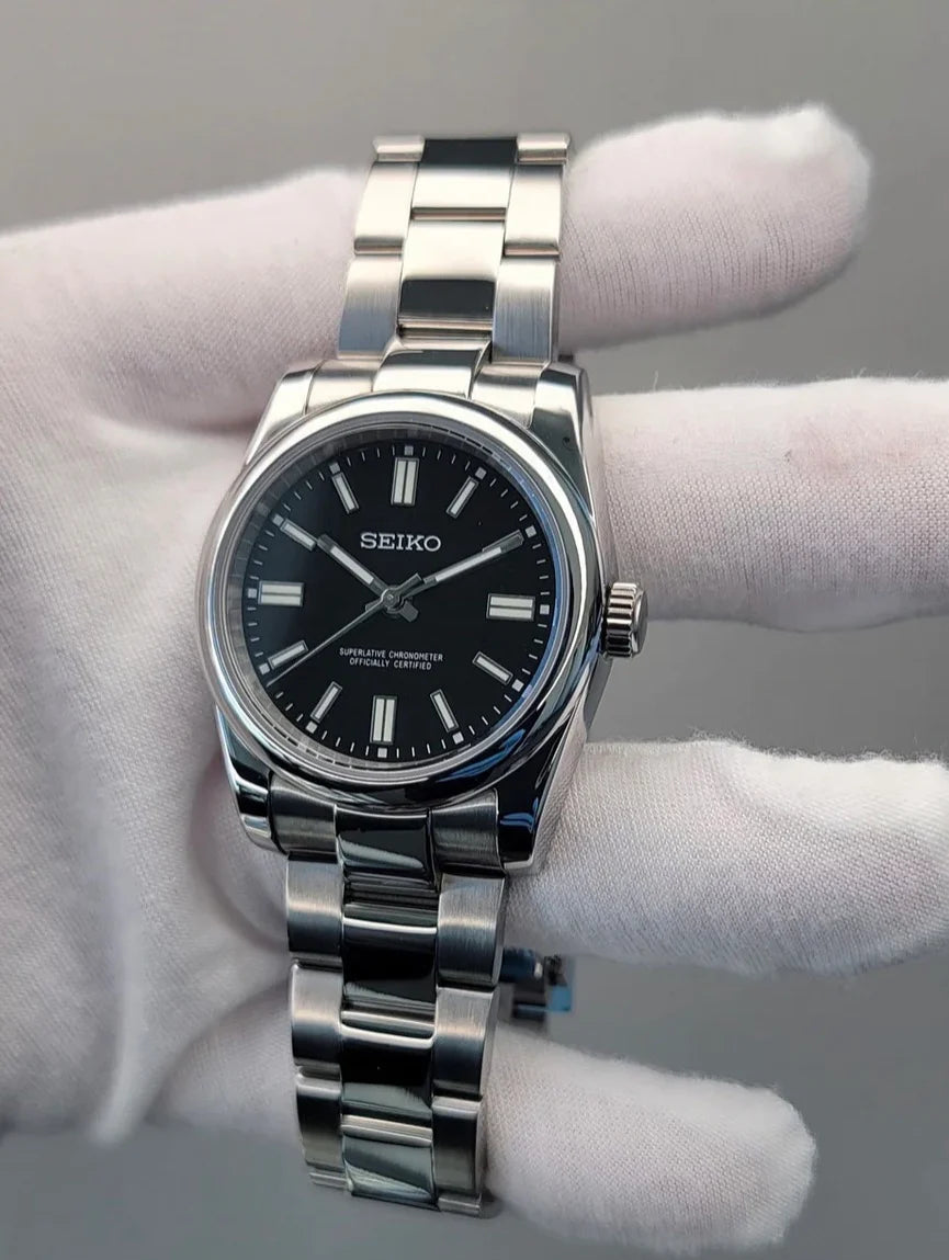 Seiko Mod Oyster Perpetual Black NH35 Automático