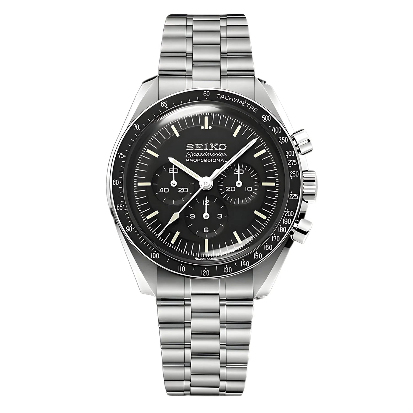 Seiko Mod Speedmaster Black VK63 Cronógrafo