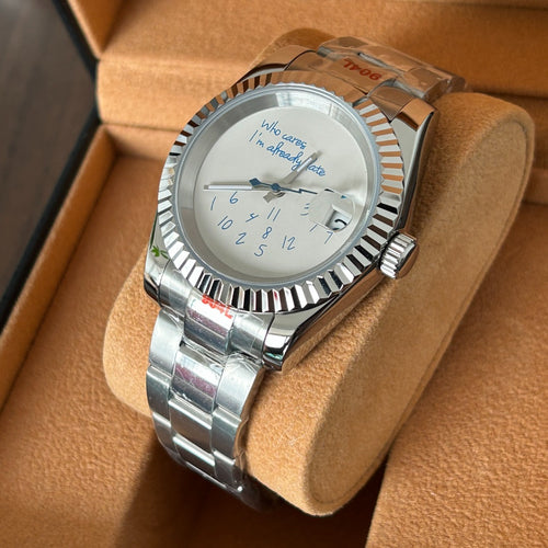Seiko Mod Datejust Who Cares I'm Already Late NH35 Automático