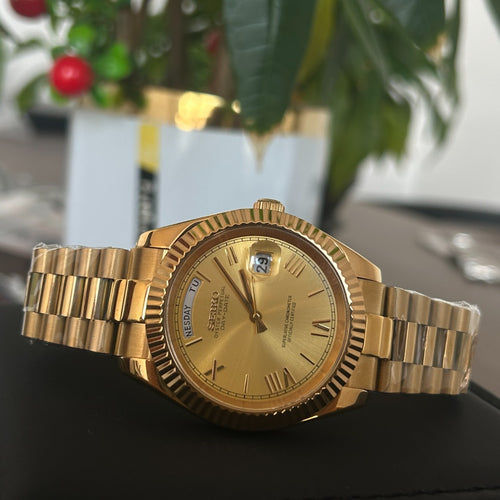 Seiko Mod Day-Date Roman Full Gold Automatic