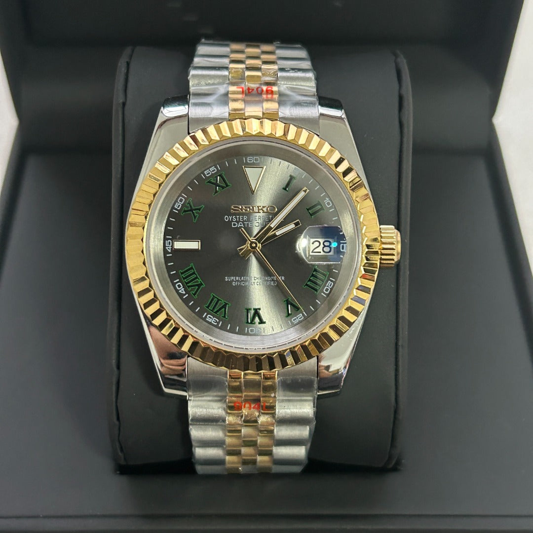 Seiko Mod Datejust Two Tone Wimbledon NH35 Automático
