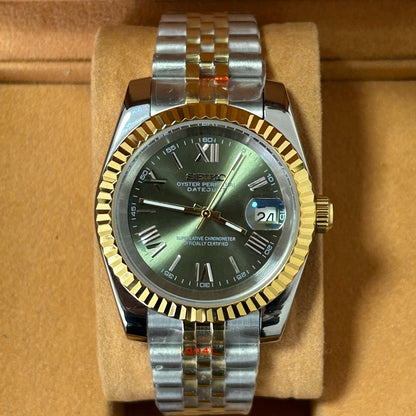 Mod Datejust Two Tone Román Olive Green