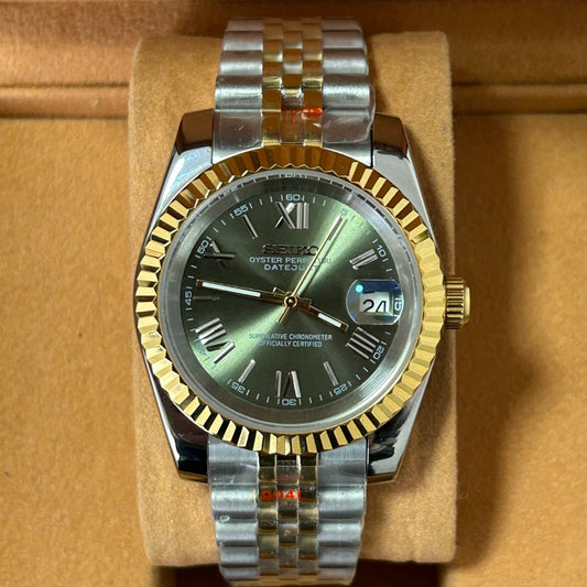 Mod Datejust Two Tone Román Olive Green