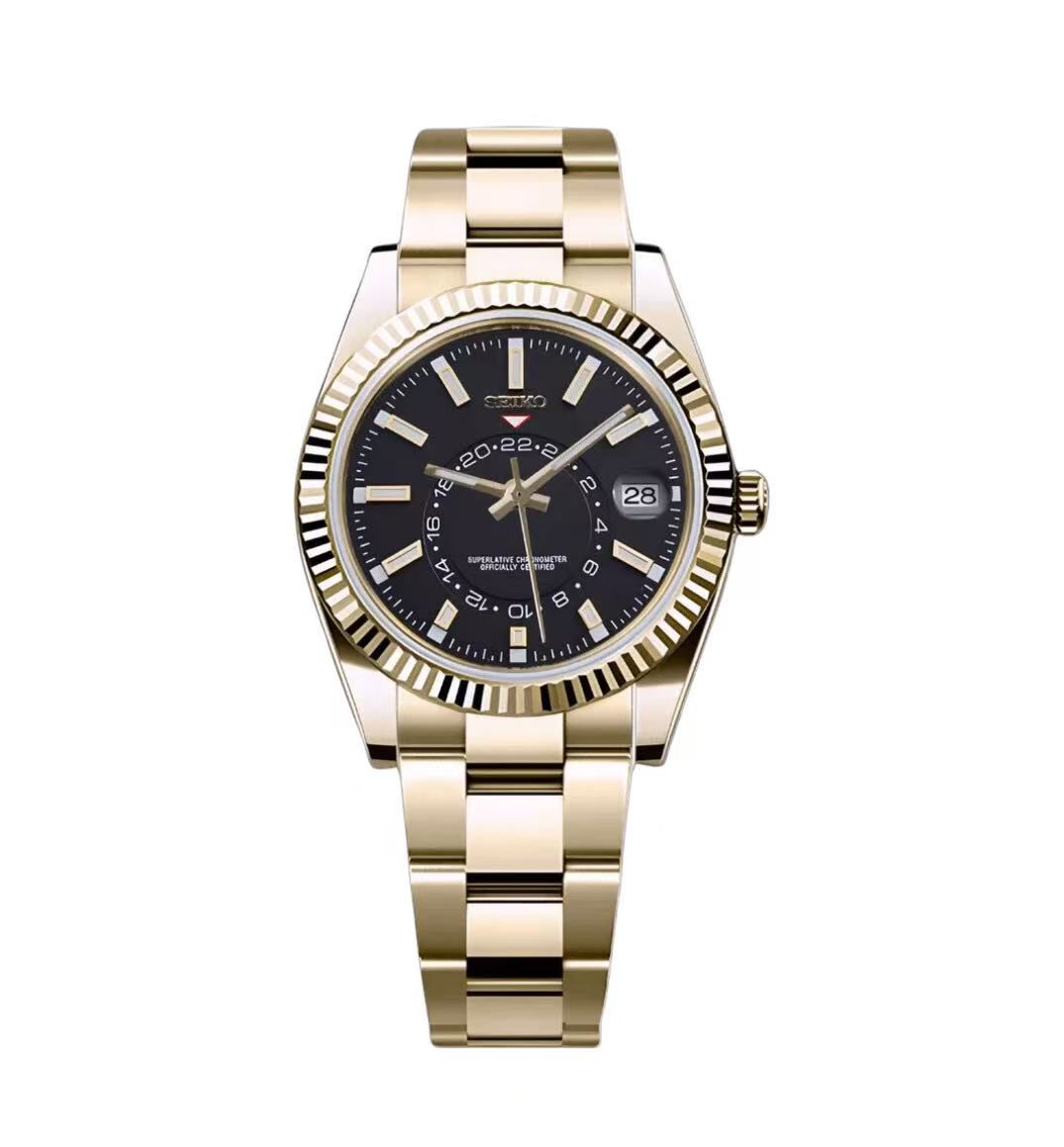 Seiko Mod Datejust Sky-Dweller Gold NH35 Automático