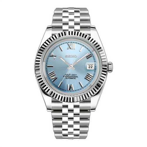 Seiko Mod Datejust Roman Ice Blue NH35 Automático
