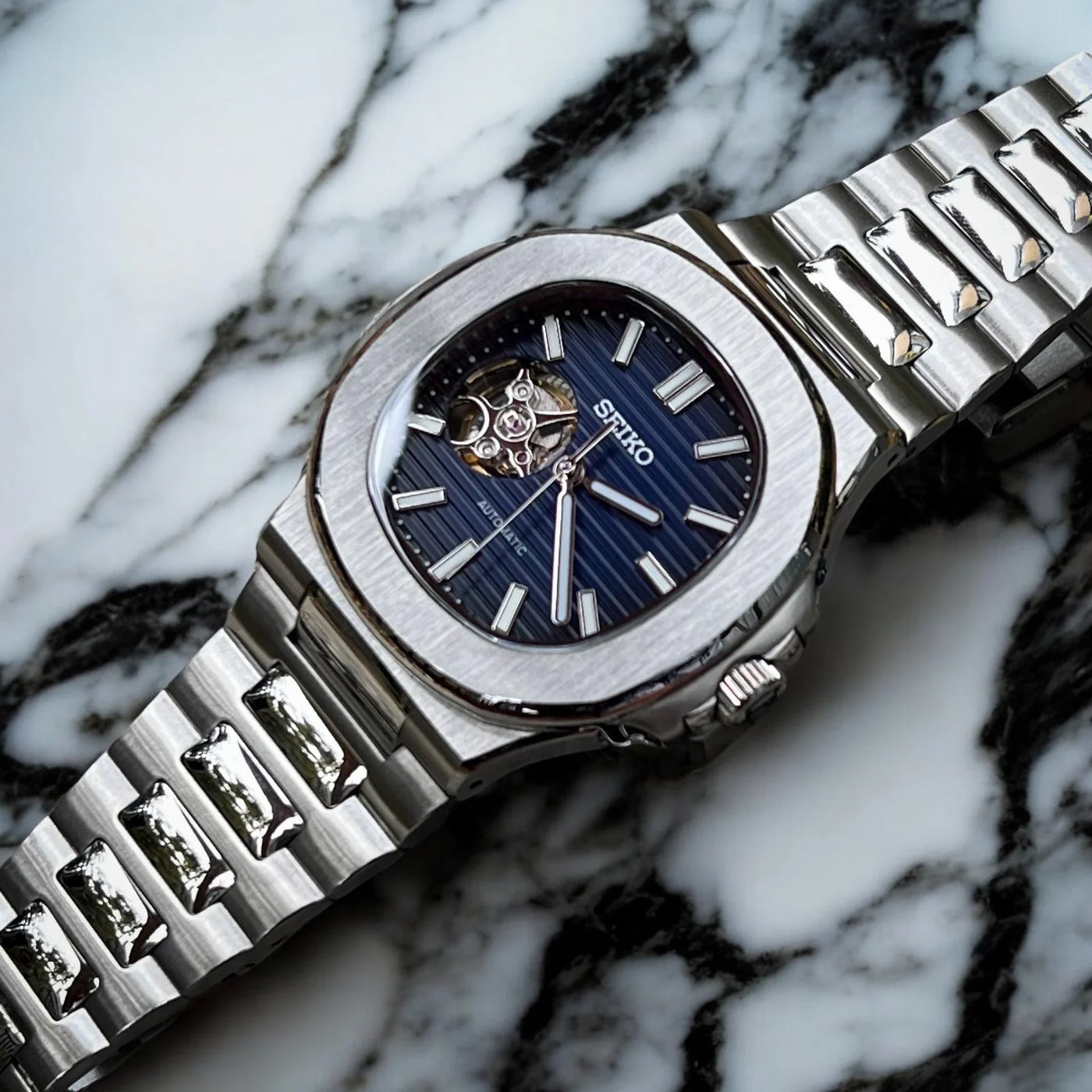 Seiko Mod Nautilus Blue NH38 Automático segunda foto