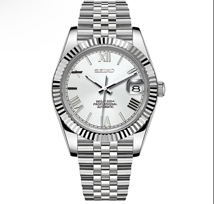 Seiko Mod Datejust Roman White NH35 Automatic