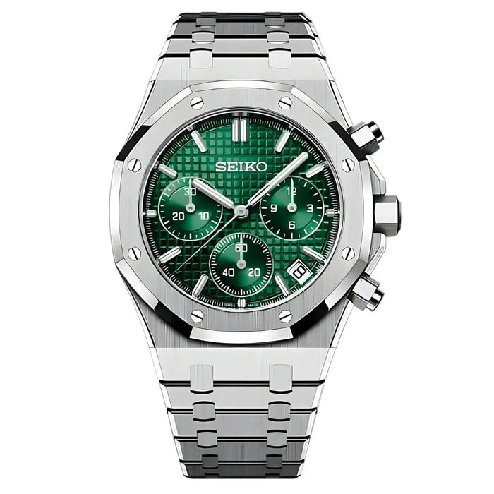 Seiko Mod Royal Oak Chrono Green VK63 Meca Quartz