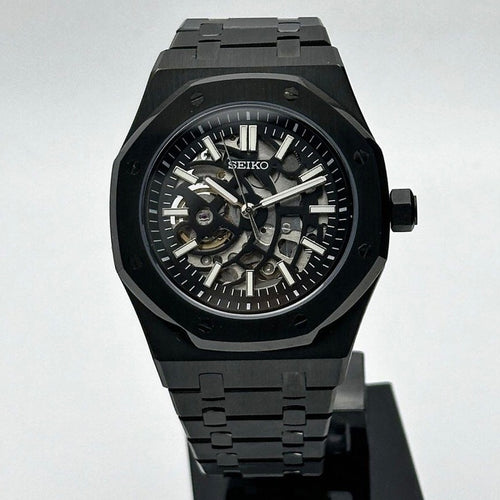 Seiko Mod Royal Oak Skeleton Full Black NH70 Automático