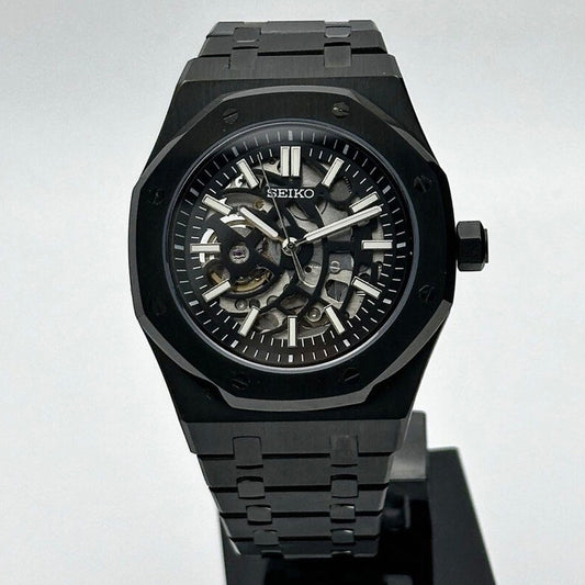Seiko Mod Royal Oak Skeleton Full Black NH70 Automático