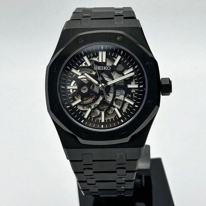 Seiko Mod Royal Oak Skeleton Full Black NH70 Automático