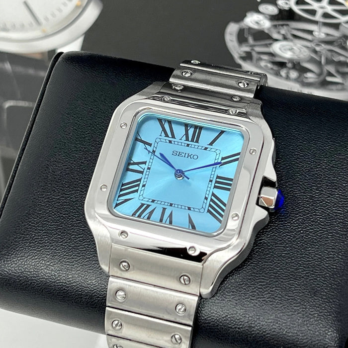 Seiko Mod Santos Ice Blue NH35 Automático