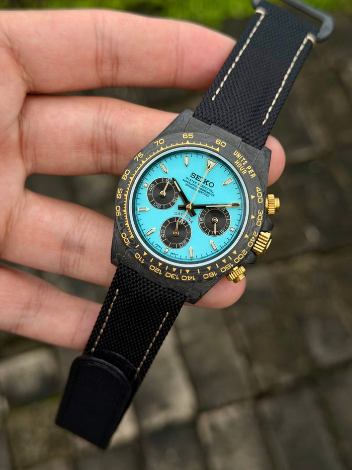 Seiko Carbon Mod Daytona Tiffany VK63 MecaQuartz