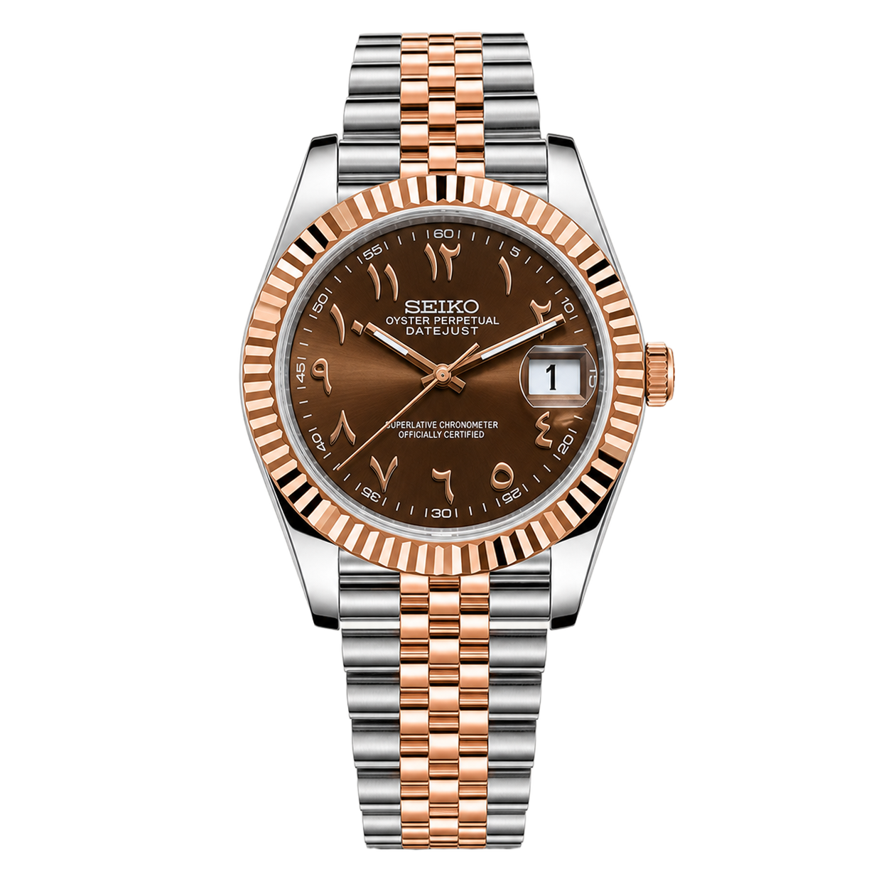 Seiko Mod Datejust Chocolate Two Tone con brazalete Jubilee