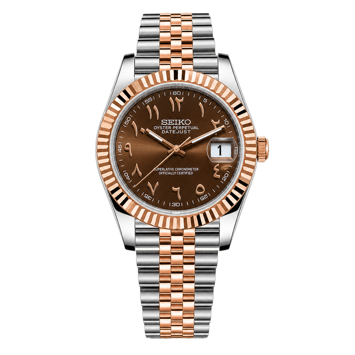 Seiko Mod Datejust Chocolate Two Tone NH35 Automático