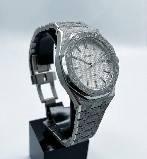 Anticipo Seiko Mod Royal Oak White Frost NH35 Automático