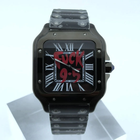 Seiko Mod Santos Fuck 9-5 Full Black con esfera negra