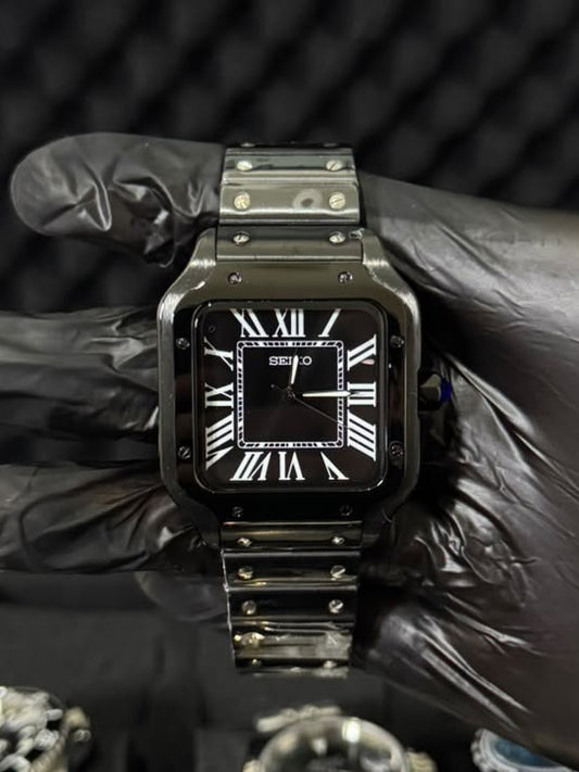 Seiko Mod Santos Full Black NH35 Automático